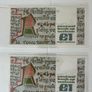2x UNC Irish old banknote 1 pound consecutive serial nr 1986 Image 2