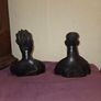 Vintage hand carved African Ebony wood bust of Man and Woman Image 4
