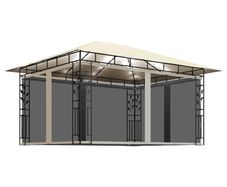 Gazebo with Mosquito Net and String Lights 4x3x2.73 m Cream 180 g/m Sq
