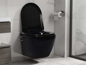 Wall Hung Rimless Toilet with Bidet Function Ceramic Black
