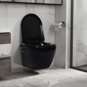 Wall Hung Rimless Toilet with Bidet Function Ceramic Black