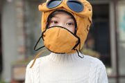 Children hat + face mask + goggles / glasses 3in1 - age up to 9 years old - kids beanie - Winter ski