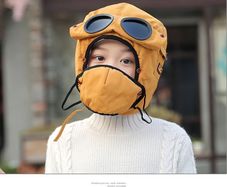 Children hat + face mask + goggles / glasses 3in1 - age up to 9 years old - kids beanie - Winter ski