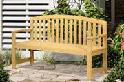 2 Seater Wooden Garden Bench with Armrest, Outdoor Furniture Chair for Park or Balcony, Orange
