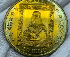 Italy 20 euro proof pattern leonardo da Vinci stunning color proof coin