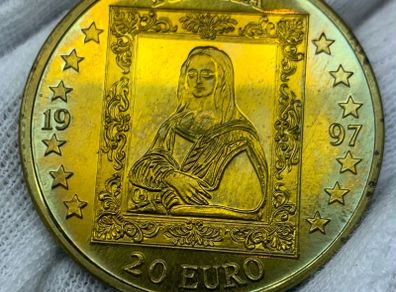 Italy 20 euro proof pattern leonardo da Vinci stunning color proof coin