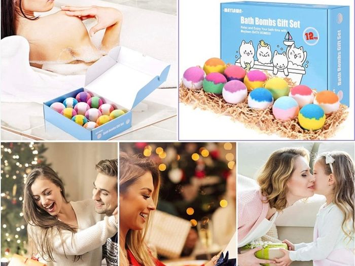 12-Pieces Handmade Fizzy Bubble Bath Bombs, Vegan & Cruelty Free, Perfect for Bubble and Spa Bath, Birthday Mothers Day Gifts Idea for Her/Him, Wife, Girlfriend (FREE POSTAGE)