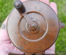 Antique Brass and wood Fishing Reel