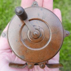 Antique Brass and wood Fishing Reel