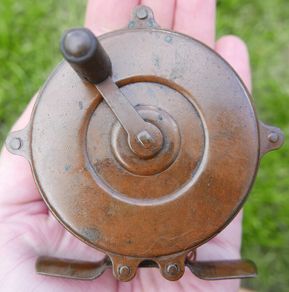 Antique Brass and wood Fishing Reel