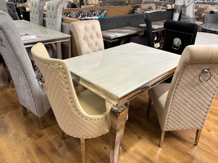 Marble Kitchen Dining Table With 6 Chairs