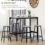 Five-Piece Industrial-Style Bar Table Set - Grey/Black Image 5