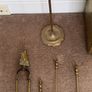 Vintage Mid Century Brass Coal/Log Container & Matching Brass Fire Tools Set with 4 Pieces and stand Image 4