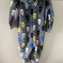 M&S fleecy cozy zipped sleepsuit grey with skulls 1-2 years Image 3