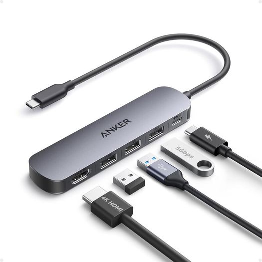 USB C Hub, 5-in-1 USB Hub for Laptops, 4K HDMI Multiport Adapter with 90W Max Power Delivery, USBC & USBA Data Ports USB C Dongle, Compact for MacBook, Dell, and More