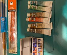 Daler-Rowney oil and watercolour paint set with brushes