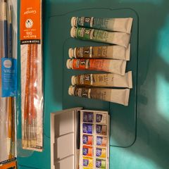 Daler-Rowney oil and watercolour paint set with brushes