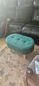 Emerald green velvet foot stool