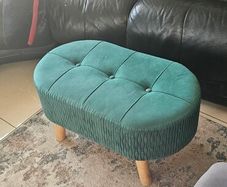 Emerald green velvet foot stool