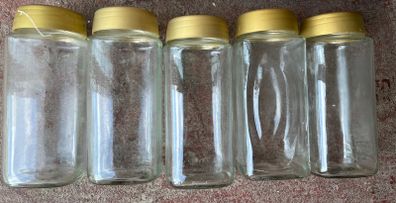 5 Large Glass Jars With Screw Lids