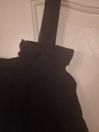 Juicy Couture 'New' Black Silk Ruffle Dress Textured Sleeveless Lined Lace Hem .. Size Medium .. Price Drop
