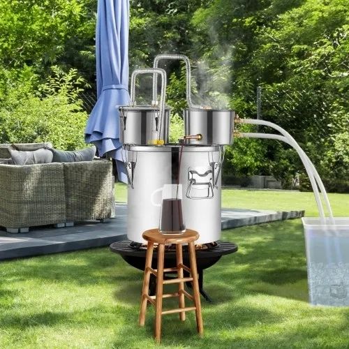 3 Gal / 11.4 L Stainless Steel Water Alcohol Distiller with Copper Coil for Fast Cooling, Dual Condenser Distiller Kit with Secondary Distillation