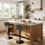 Bar Stools Set of 2 Modern Swivel Barstools, Adjustable Counter Height Bar Chairs Faux Leather Upholstered Counter Stools with Hollow Back for Kitchen Island, Greyish Green Image 6