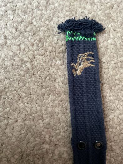 boys belt Abercrombie navy with leather 46cm