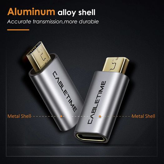 2 X Cabletime Aluminum Alloy OTG Micro USB (Male) to USB-C (Female) QC 3.0 Charger & Sync Adapter (Brand New/Warranty)
