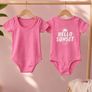 Zara- Pink Bodysuit with White 'HELLO SUNSET' Graphic with Sun & Waves Image 7