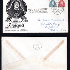 1958 Ireland Centenary of the Death of Mother Mary Aikenhead (Foundress of the Irish Sister of Charity) Commemorative Stamps Illustrated Staehle First Day Cover (FDC) with Baile Atha Cliath (Dublin) cancel with interesting Valetta, Malta of 26/10/58 on th