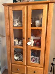 solid oak glass cabinet