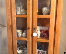 solid oak glass cabinet