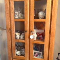 solid oak glass cabinet