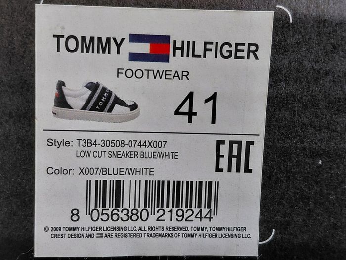 Tommy Hilfiger Unisex Leather Footwear low cut sneaker UK-7/EUR-41 Style:T3B4-30508-0744X007 blue/white-2024