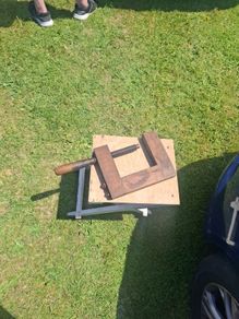 Vintage wood clamp possible to post
