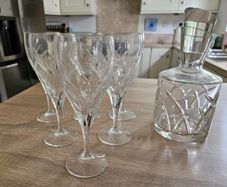 Galway Crystal 6 Water Goblets and Decanter