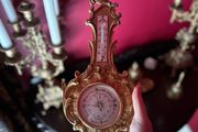 Ornate Rococo Style Gilt Barometer with Thermometer
