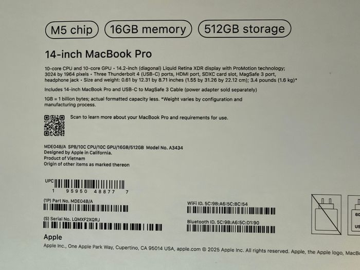 Apple MacBook Pro 14.2" M5 16GB 512GB - Space Black