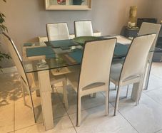 6 White Contempory Dining Room Chairs