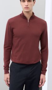 Jaeger Merino Wool and Silk Half Zip Jumper