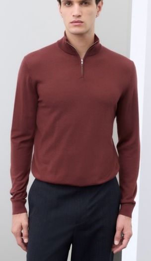 Jaeger Merino Wool and Silk Half Zip Jumper