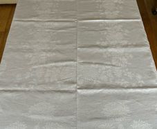 Vintage Irish Damask Linen Tablecloth Chrysanthemums