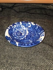 Charlotte Royal Crownford Burleigh England Bath Soap Dish Floral Blue & White