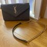 Stunning grey handbag with gold chain shoulder strap Image 2