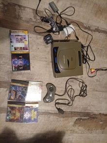 sega Saturn console and games