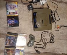 sega Saturn console and games