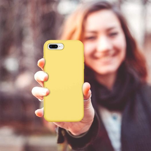 Liquid Silicone Case For iPhone 8 Plus / 7 Plus Luxury Thin Soft Phone Cover New Yellow - FHT08IP8PLK