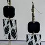 Geometric White & Black Feather Motif Earrings Image 10