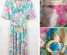 Vintage tea dress saint michael M&S chic original classic elegant watercolour florals garden party